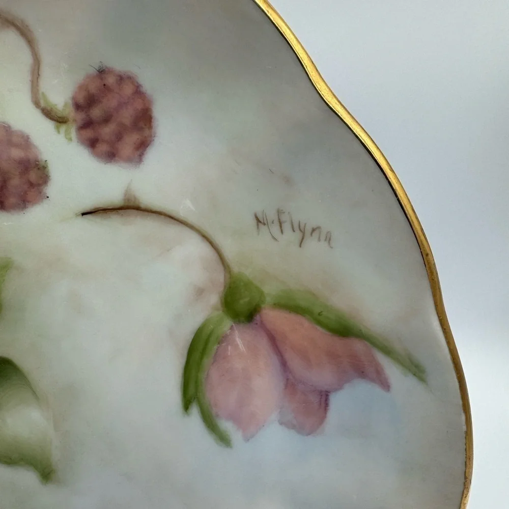 Vintage China Hand-Painted Floral With Gold Trim Luncheon Plate
